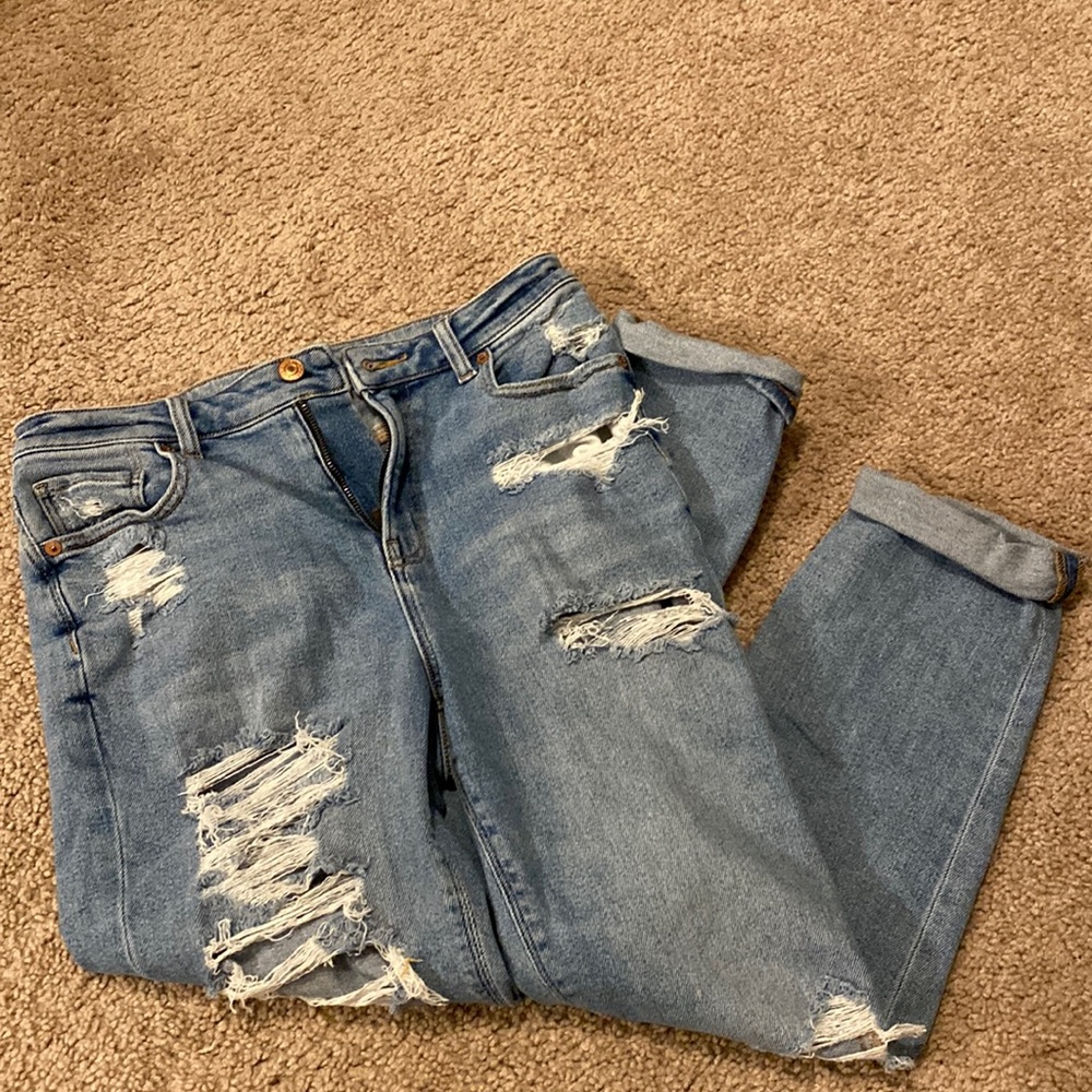 High waisted, straight leg, mom jeans